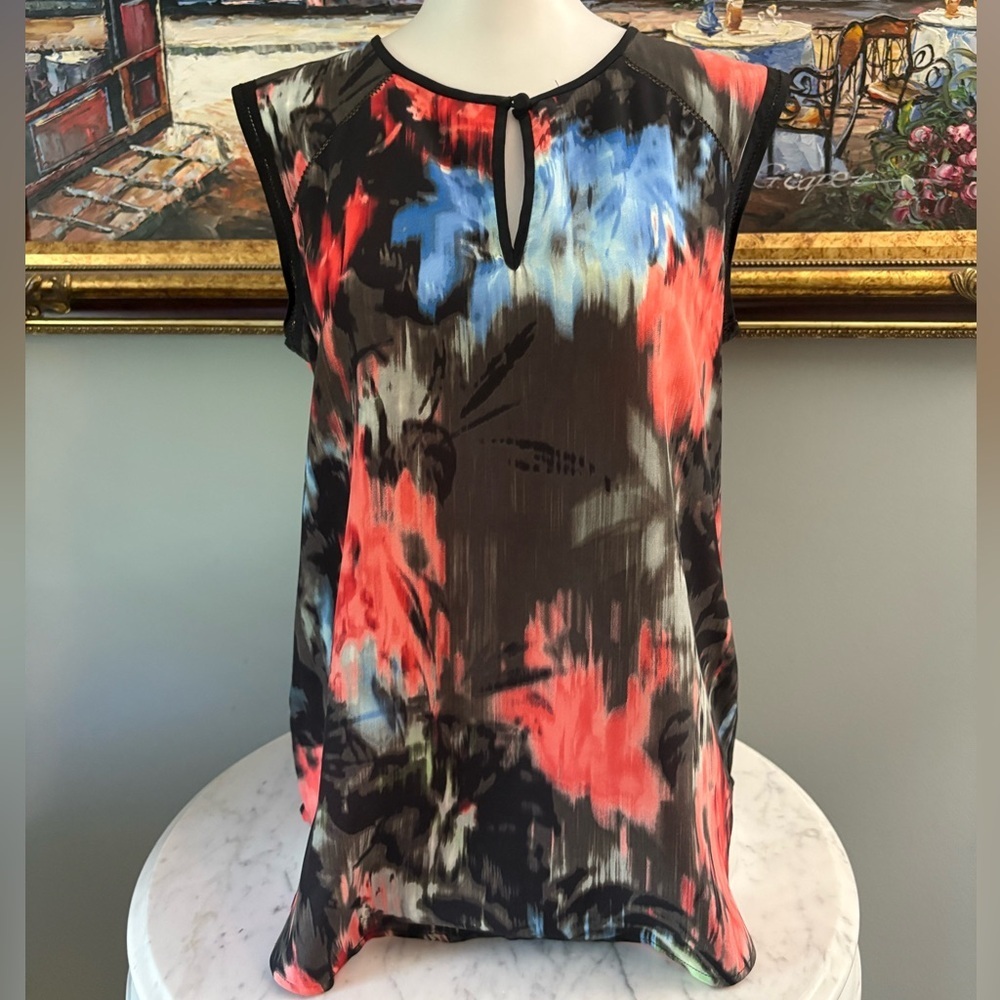 J. Crew Keyhole Silk Shell in Floral Splash - Picture 3 of 12